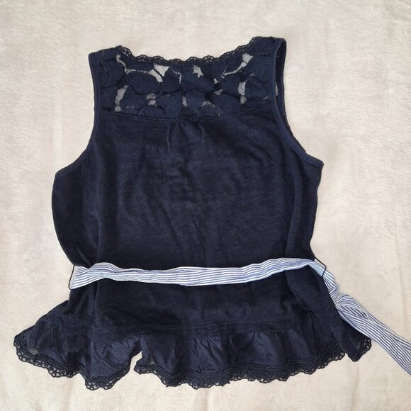 Abercrombie & Fitch Womens Crop Top sz S Blue Sleeveless Lace tie-waist - Picture 2 of 9